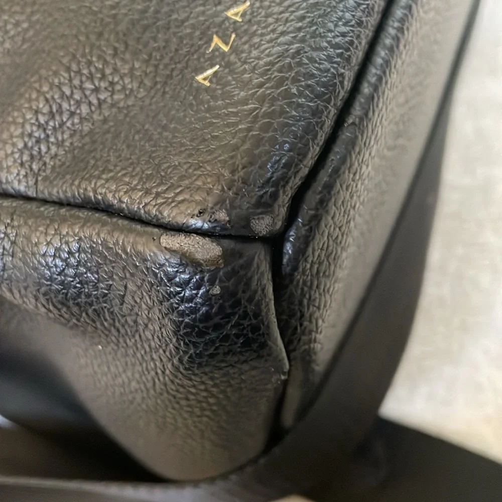Vegan black leather diaper bag & leopard pouch
